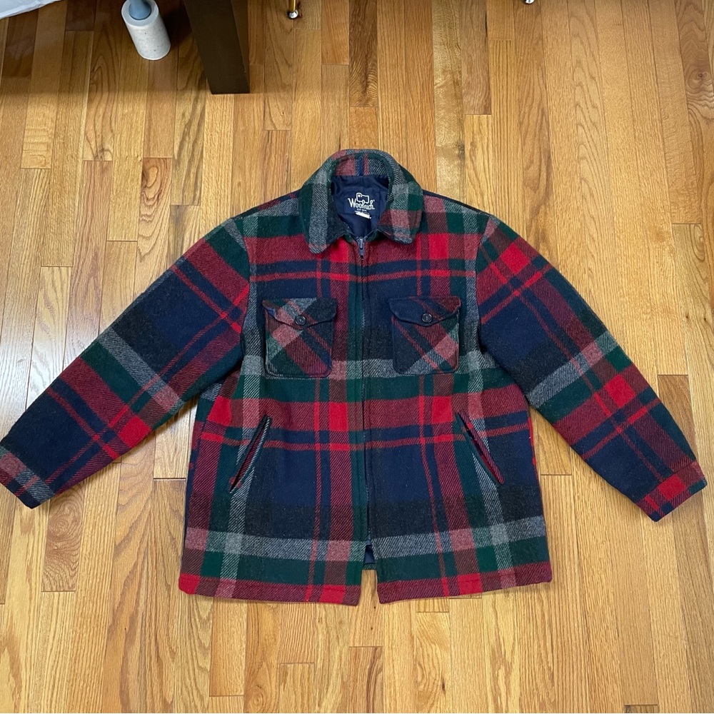 Woolrich Vintage 70-80s Wool Field Hunting Thick Plaid Jacket Size Large.